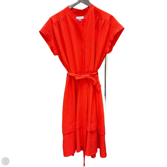 Dress Casual Midi By Calvin Klein In Orange, Size: L