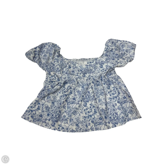 Top Short Sleeve By Shein In Blue & White, Size: L