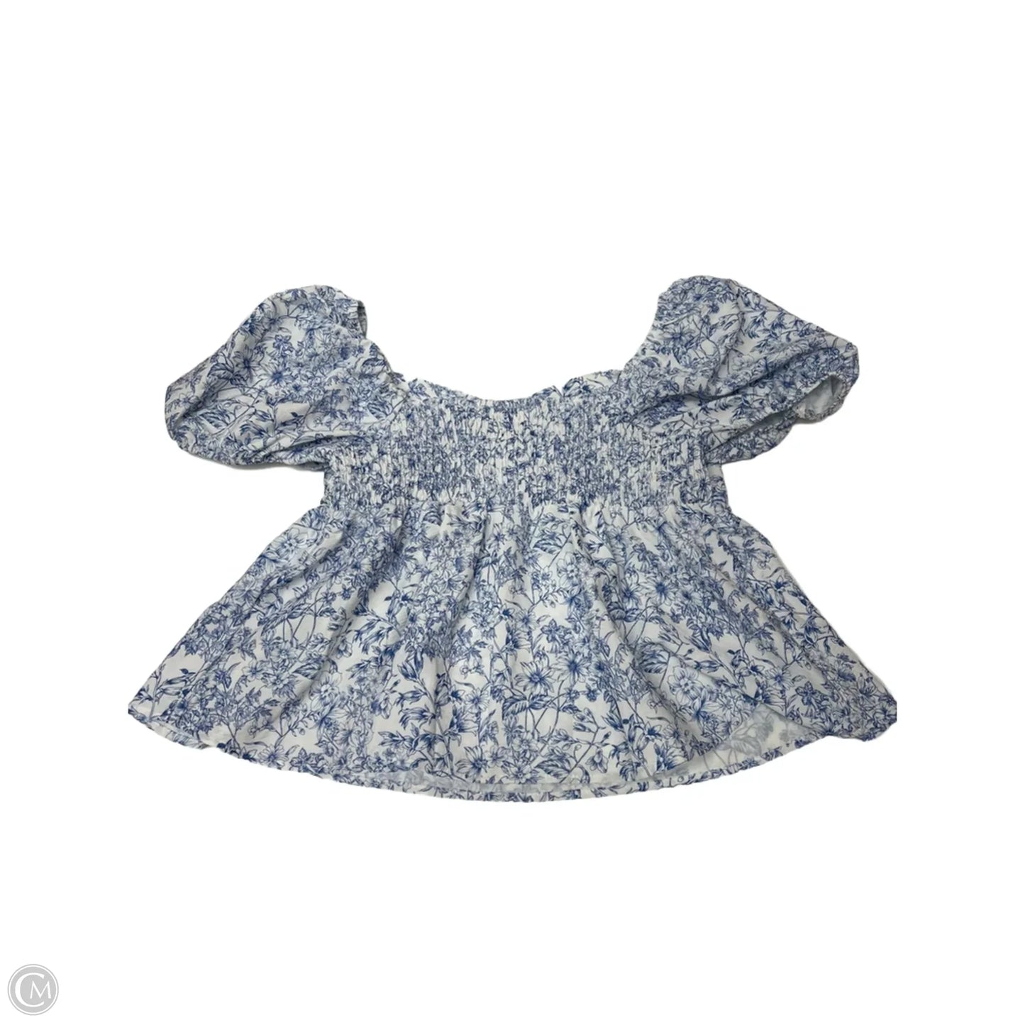 Top Short Sleeve By Shein In Blue & White, Size: L