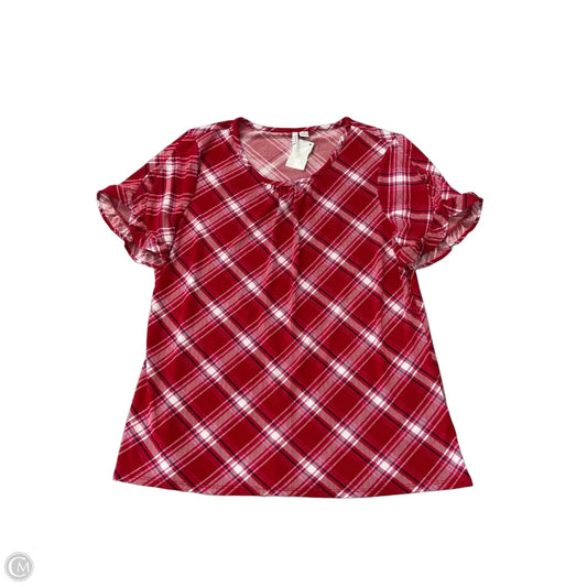 Top Short Sleeve By Elle In Pink & Red, Size: M