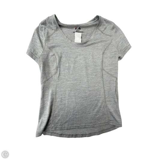 Athletic Top Short Sleeve By Fila In Grey, Size: M