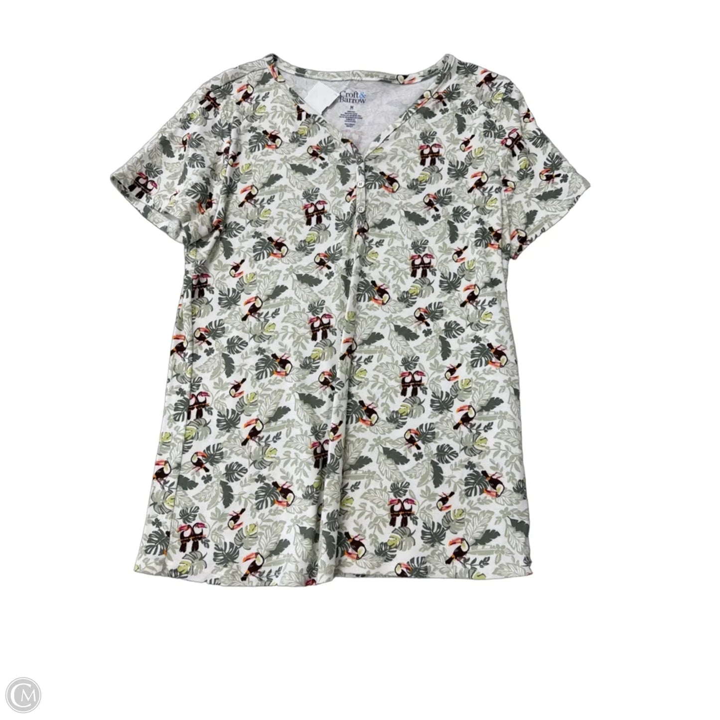 Top Short Sleeve By Croft And Barrow In Tropical Print, Size: M