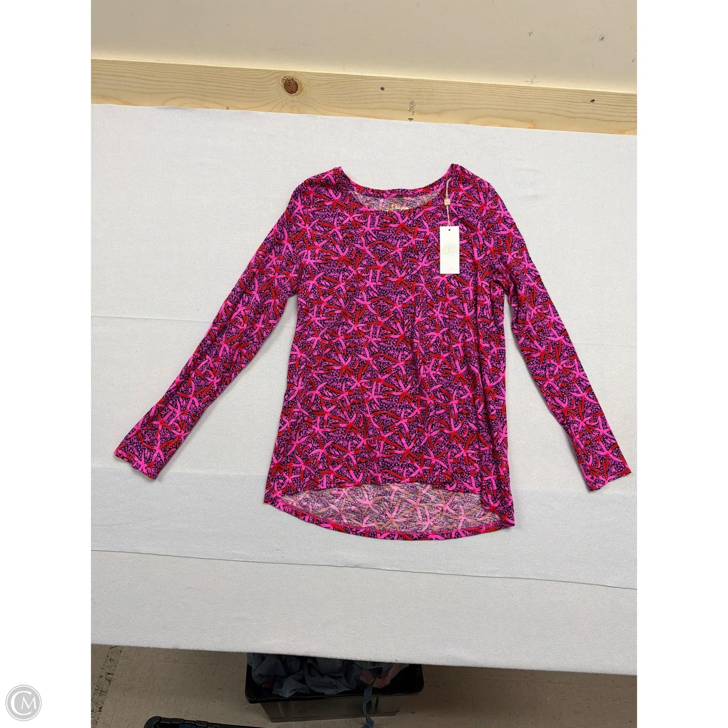 Top Long Sleeve Designer By Lilly Pulitzer In Blue & Pink, Size: L