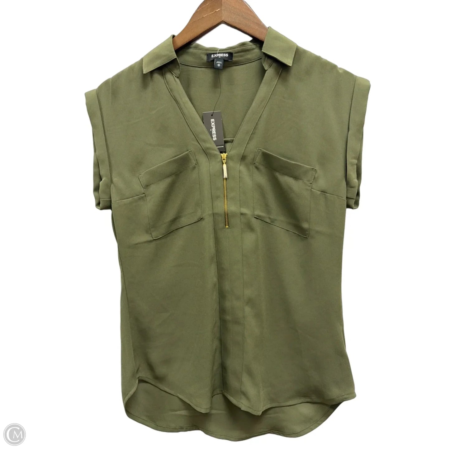 Top Short Sleeve By Express In Green, Size: Xs