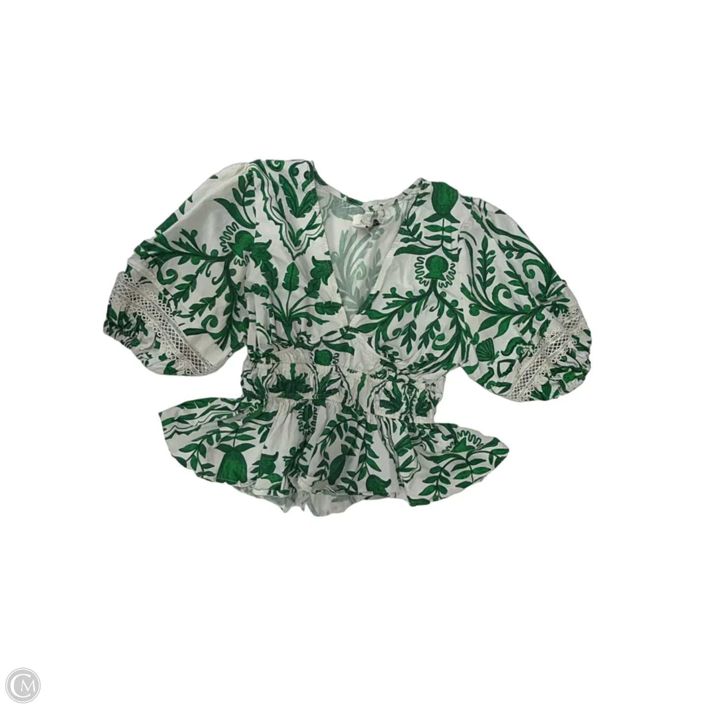 Top Short Sleeve By Clothes Mentor In Green & White, Size: M