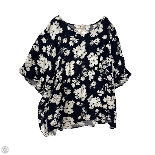 Top Short Sleeve By Agnes Orinda In Blue & White, Size: 4x