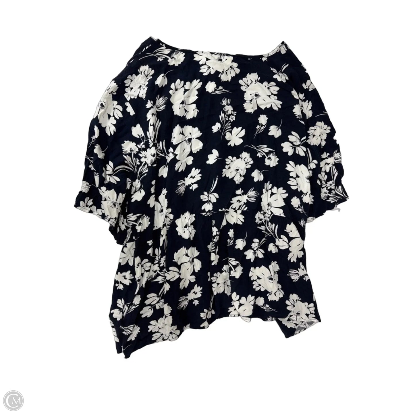 Top Short Sleeve By Agnes Orinda In Blue & White, Size: 4x