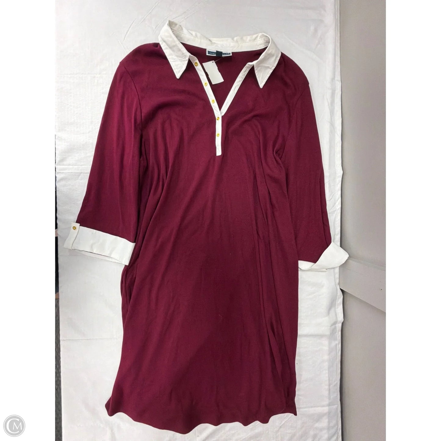 Dress Casual Midi By Karen Scott In Maroon, Size: 3x