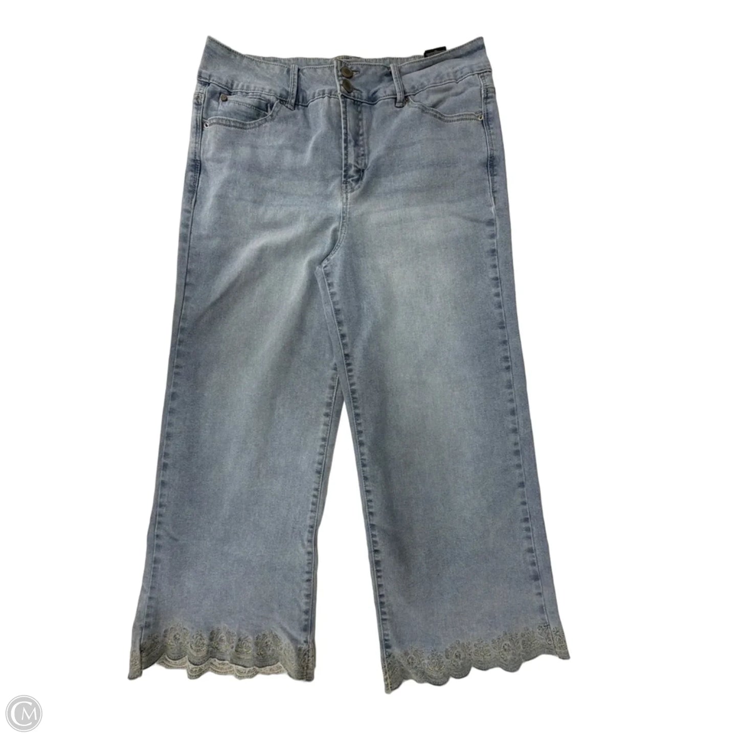 Jeans Wide Leg By Curve Appeal In Blue Denim, Size: 12