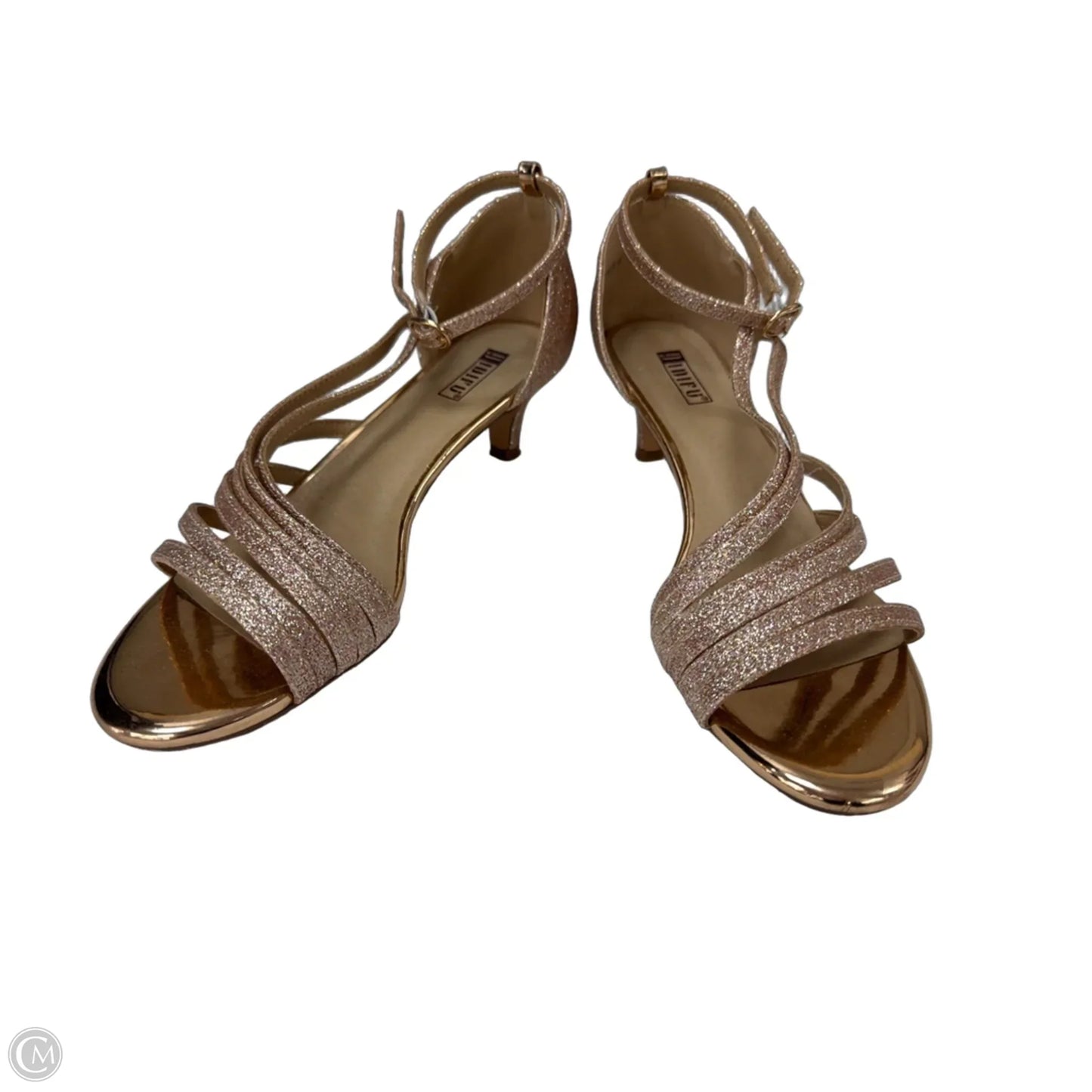 Sandals Heels Kitten By Clothes Mentor In Gold, Size: 10