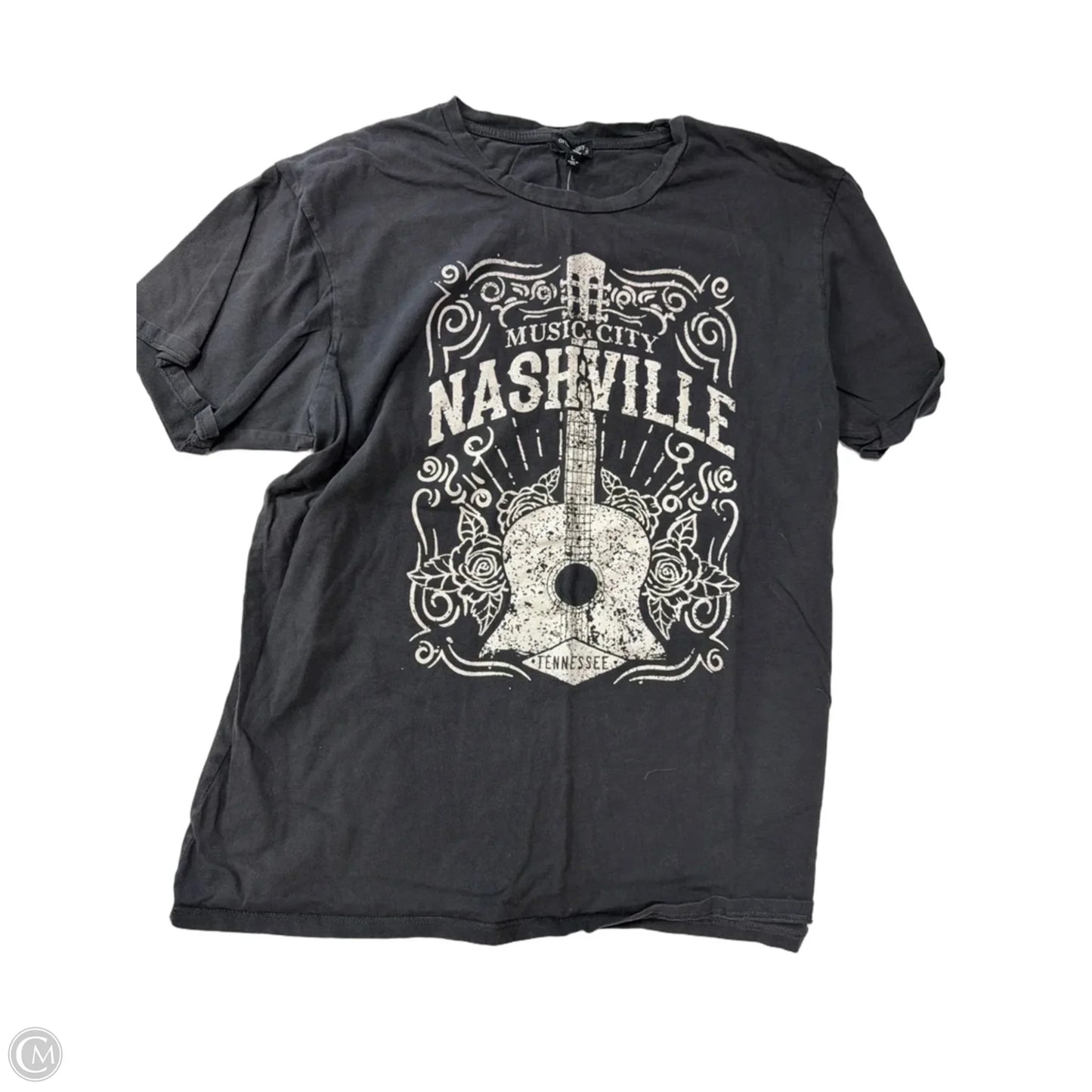 Top Short Sleeve By Originality In Grey, Size: L