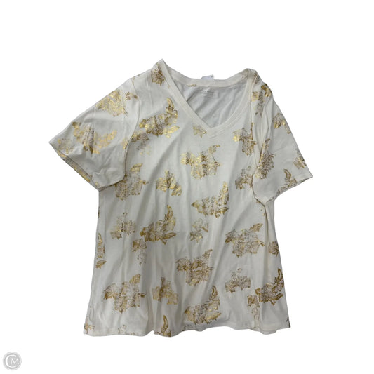 Top Short Sleeve By Lane Bryant In Cream, Size: 1x