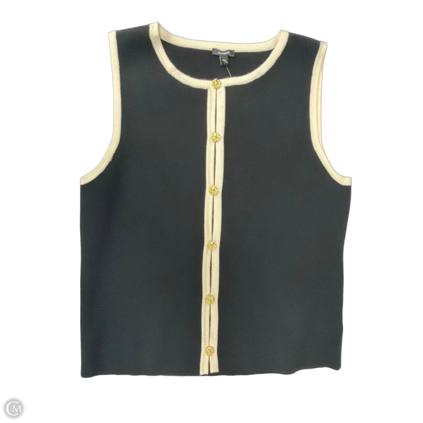 Top Sleeveless By Express In Black & White, Size: L
