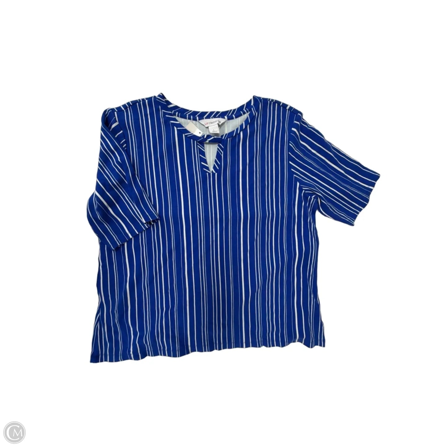 Top Short Sleeve By Liz Claiborne In Striped Pattern, Size: L