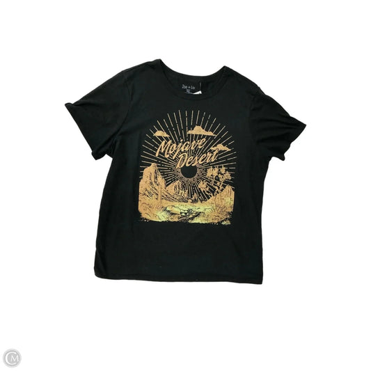 Top Short Sleeve By Zoe And Liv In Black & Brown, Size: L