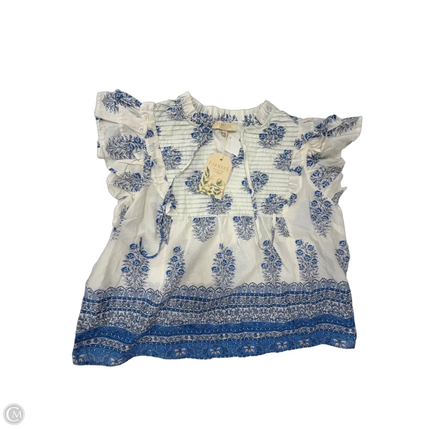 Top Short Sleeve By Clothes Mentor In Blue & White, Size: Xl