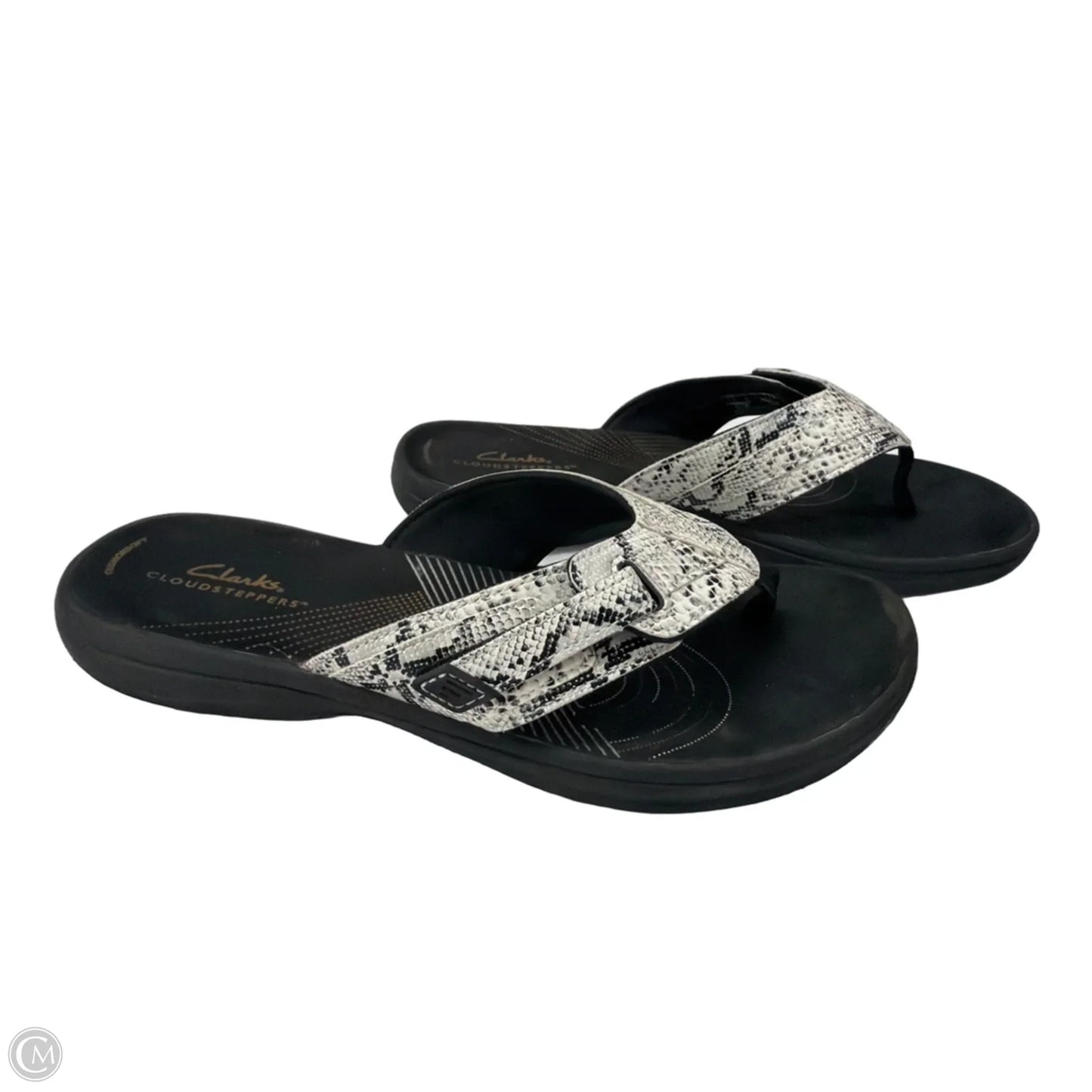 Sandals Flip Flops By Clarks In Black & White, Size: 8
