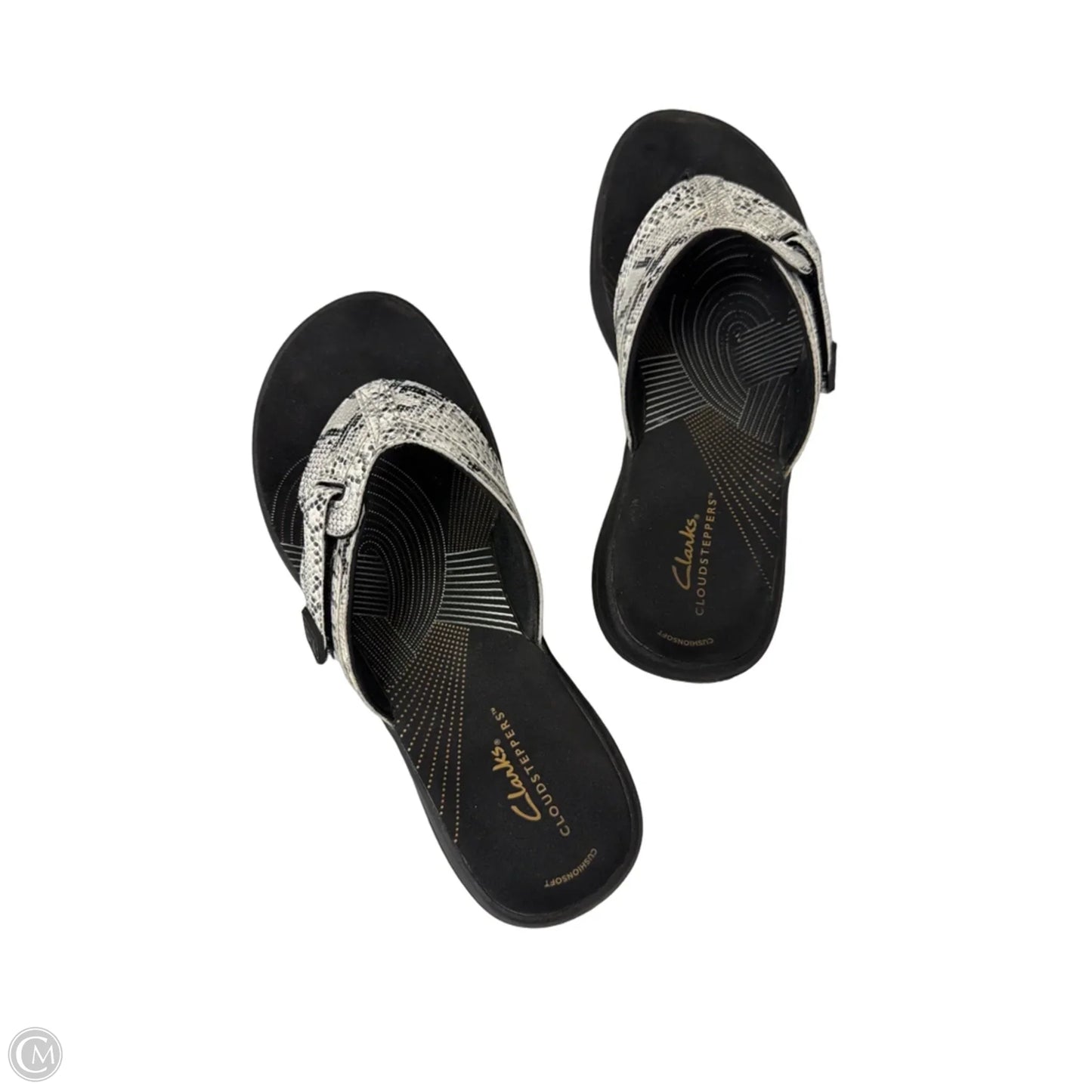 Sandals Flip Flops By Clarks In Black & White, Size: 8