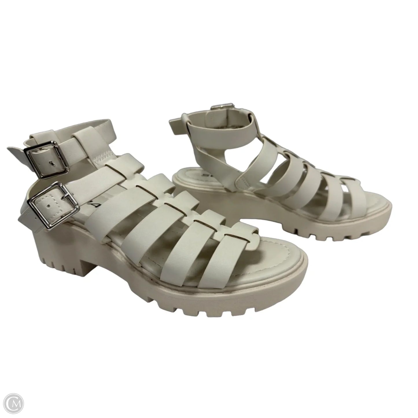 Sandals Heels Block By Soda In Beige, Size: 8