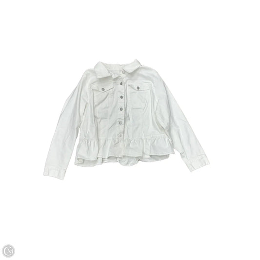 Jacket Denim By Cato In White Denim, Size: 1x
