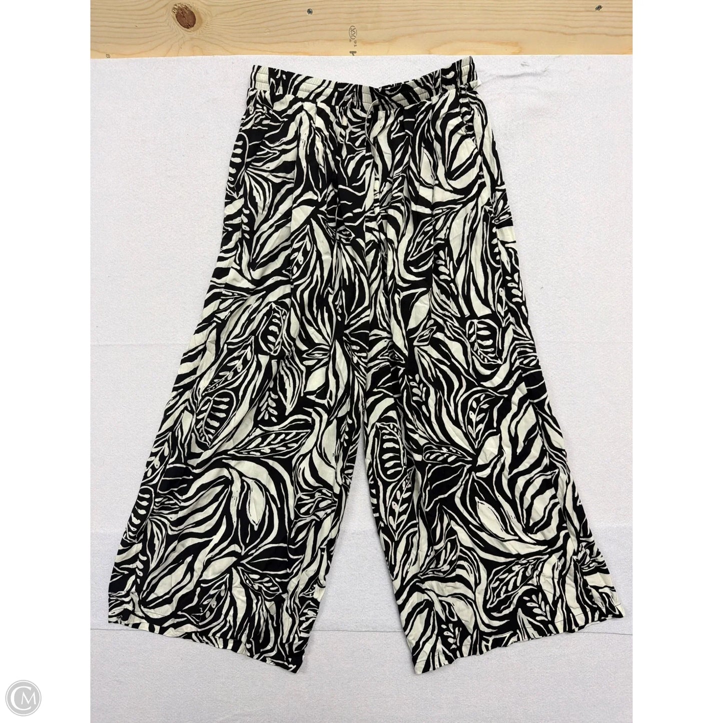 Pants Linen By Papillion In Black & White, Size: M