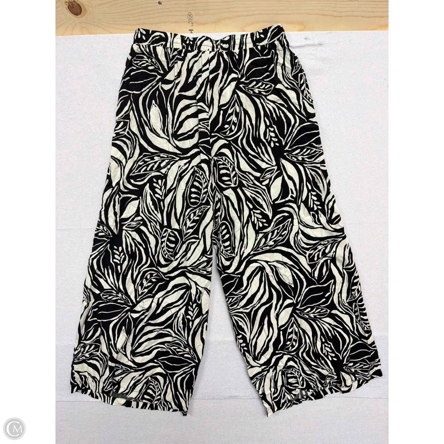 Pants Linen By Papillion In Black & White, Size: M