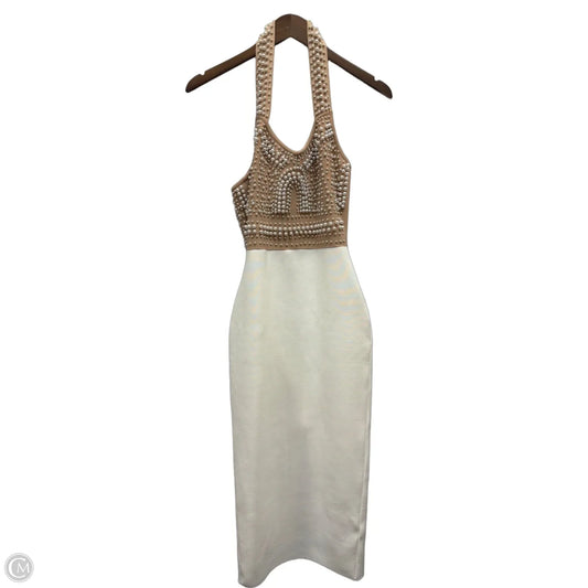 Dress Party Midi By Clothes Mentor In Brown & White, Size: S