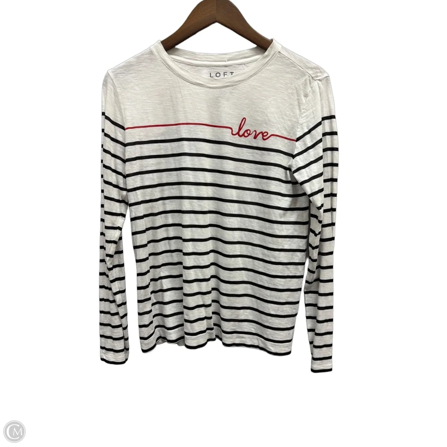 Top Long Sleeve By Loft In Striped Pattern, Size: M