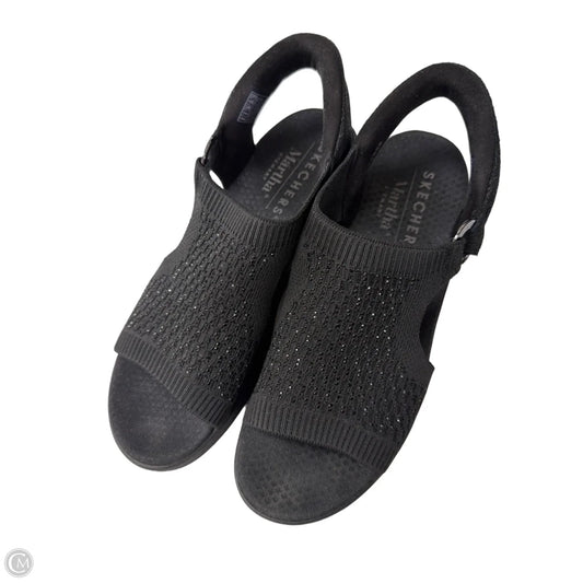 Sandals Heels Wedge By Skechers In Black, Size: 9