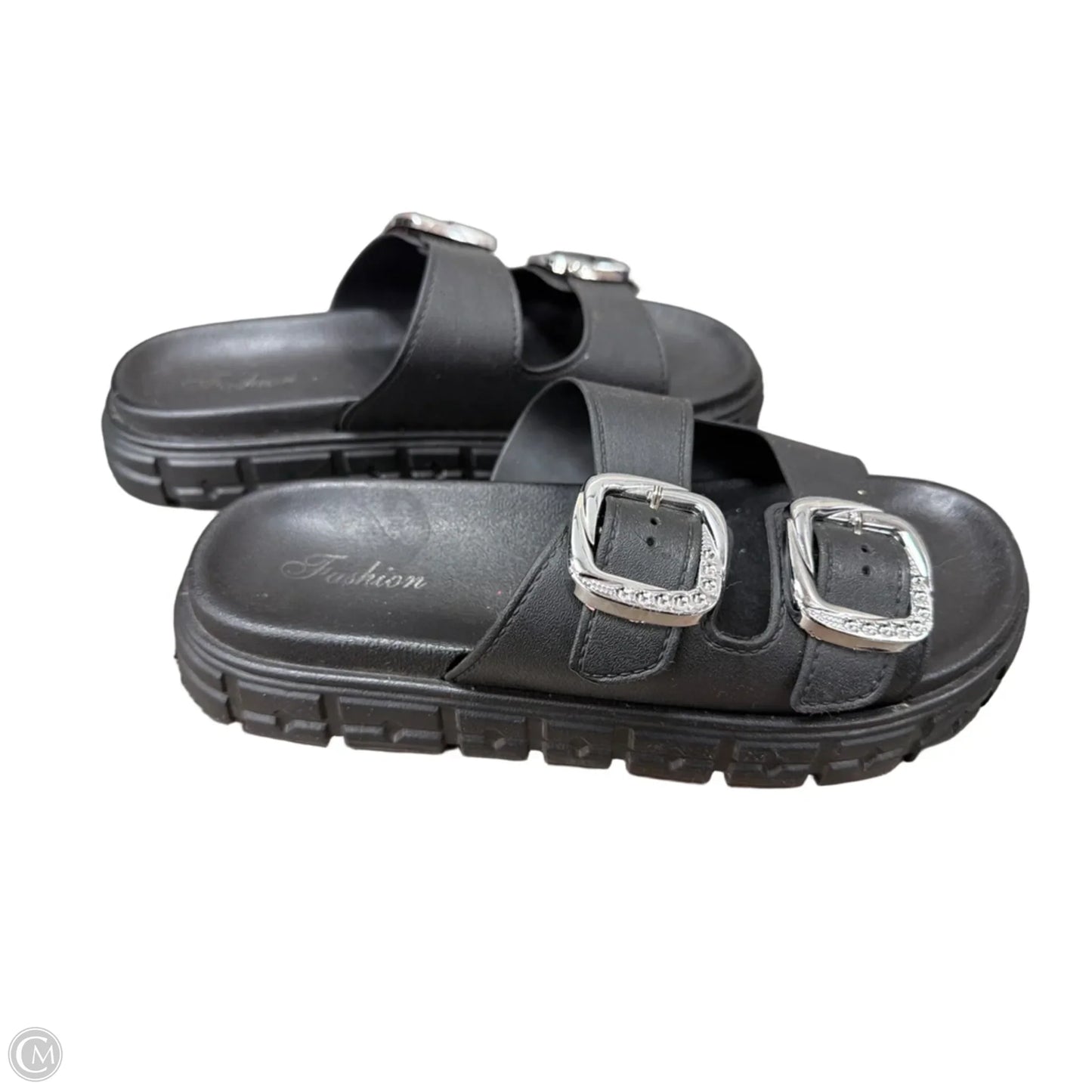 Sandals Flats By Clothes Mentor In Black, Size: 11