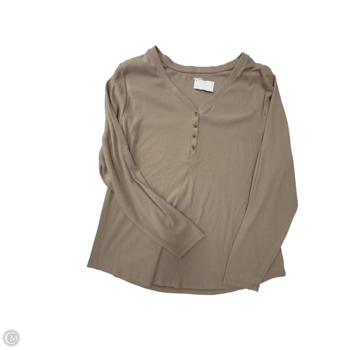 Top Long Sleeve Basic By Sonoma In Brown, Size: 2x
