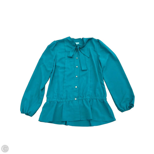 Top Long Sleeve By Bisou Bisou In Green, Size: S