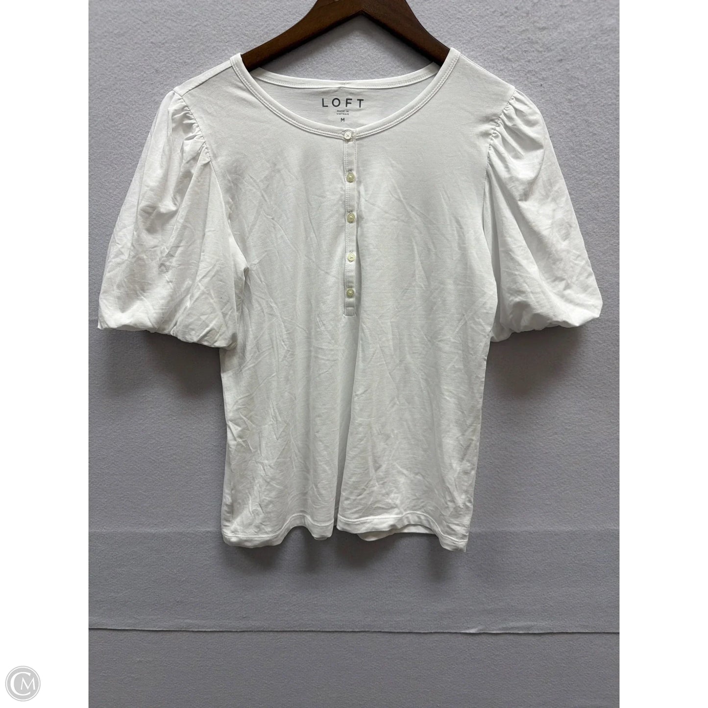 Top Short Sleeve By Loft In White, Size: M