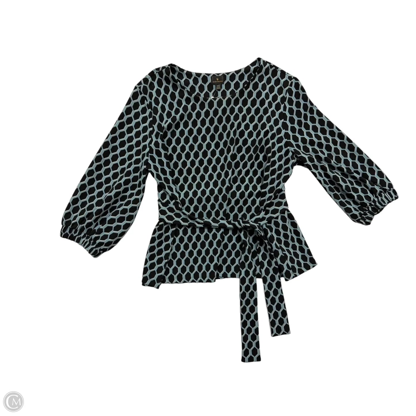 Top Long Sleeve By Worthington In Black & Blue, Size: 1x