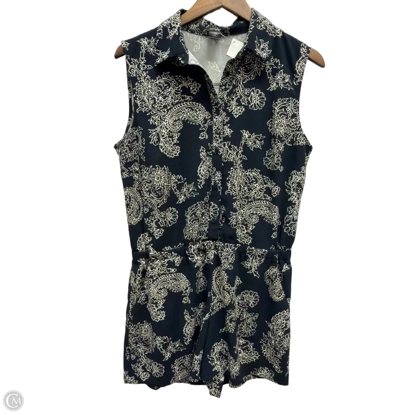 Romper By Ann Taylor In Blue & Cream, Size: M