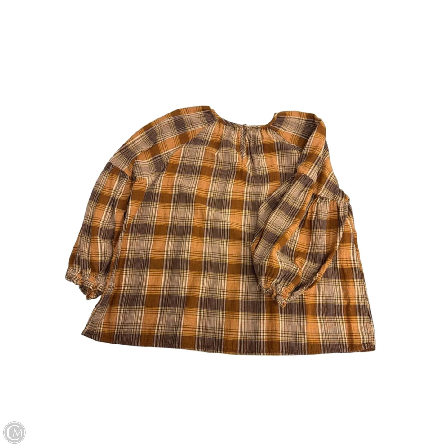 Top Long Sleeve By Universal Thread In Plaid Pattern, Size: 1x