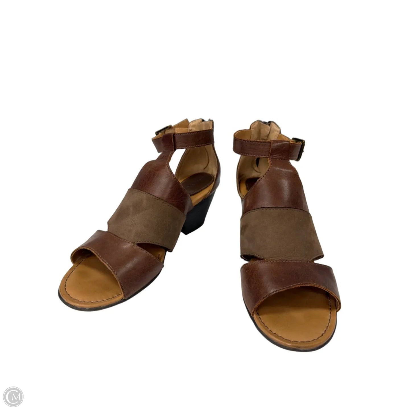 Sandals Heels Wedge By Boc In Brown, Size: 9