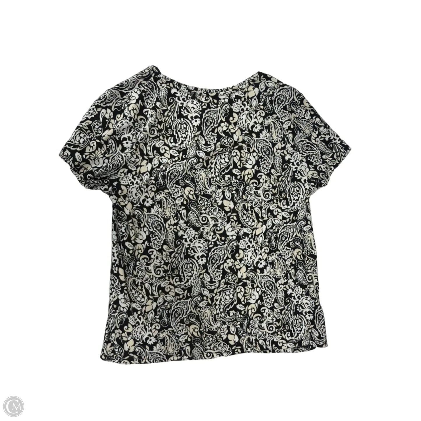 Top Short Sleeve By Croft And Barrow In Black & White, Size: Mp
