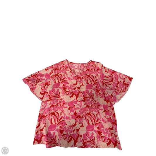 Top Short Sleeve By Shein In Pink & Red, Size: Xl