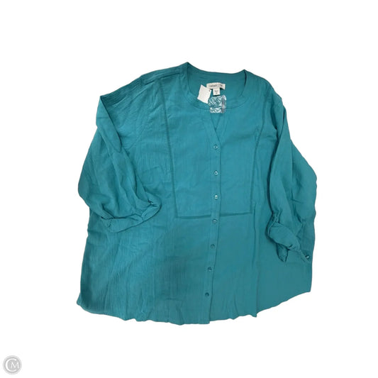 Top 3/4 Sleeve By Coldwater Creek In Blue, Size: 2x