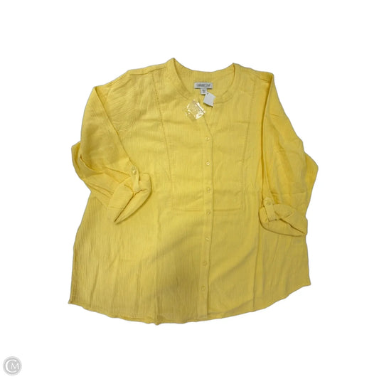 Top 3/4 Sleeve By Coldwater Creek In Yellow, Size: 2x