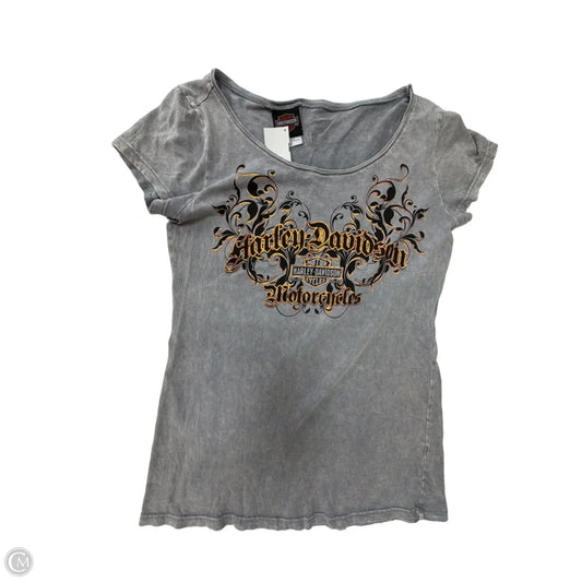Top Short Sleeve By Harley Davidson In Grey, Size: M