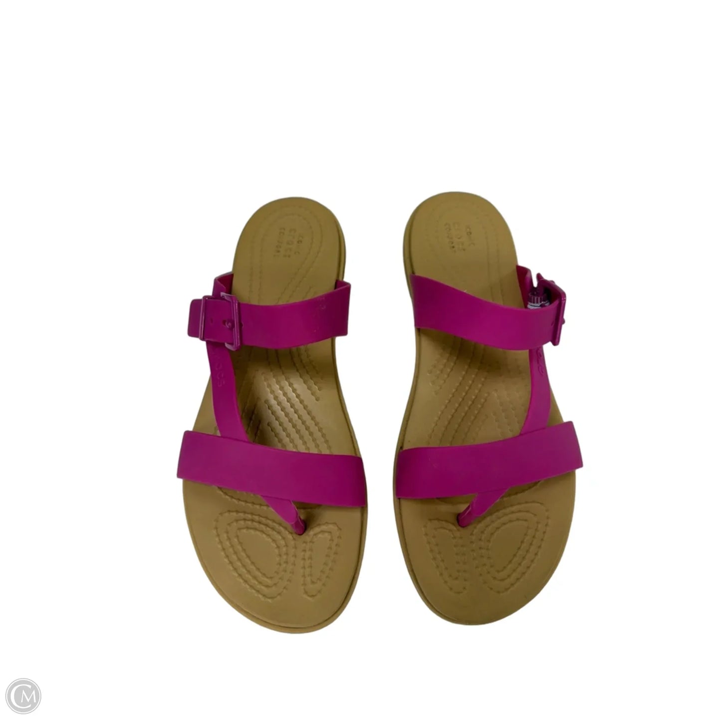 Sandals Flats By Crocs In Pink, Size: 9