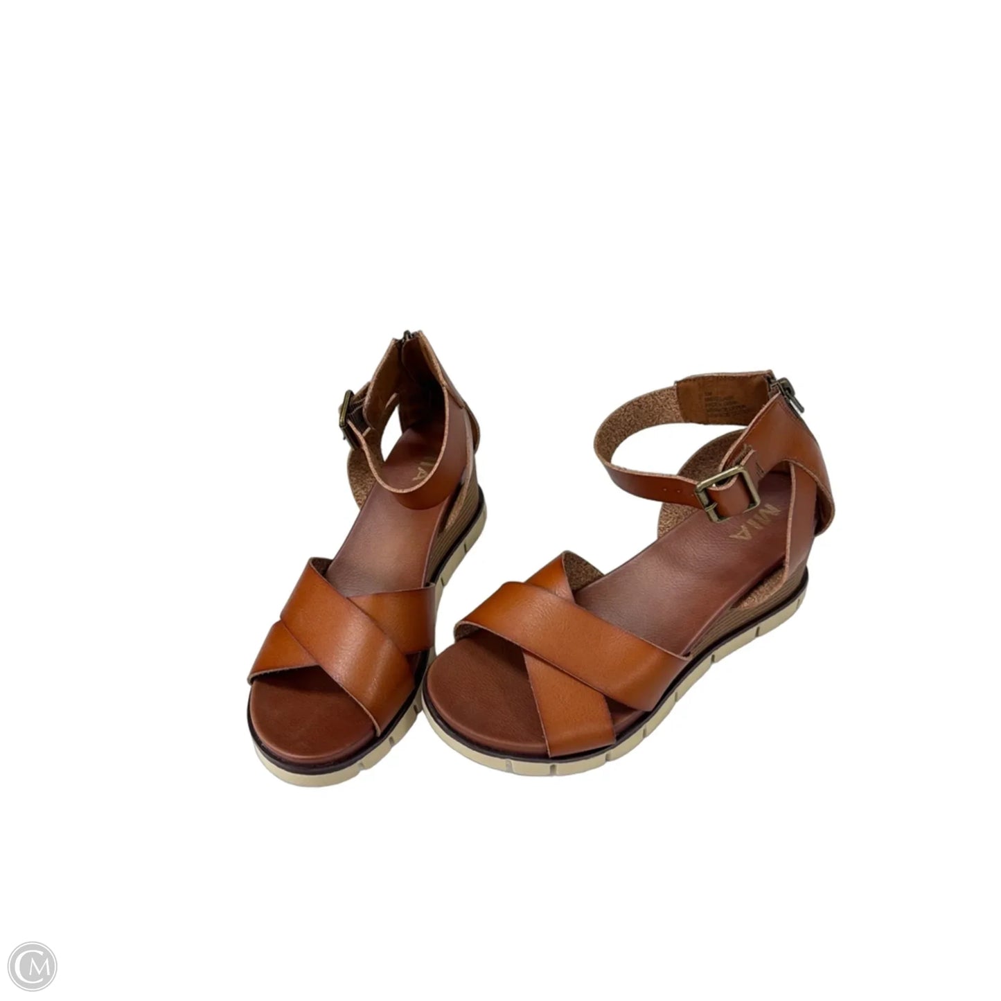 Sandals Heels Wedge By Mia In Brown, Size: 10