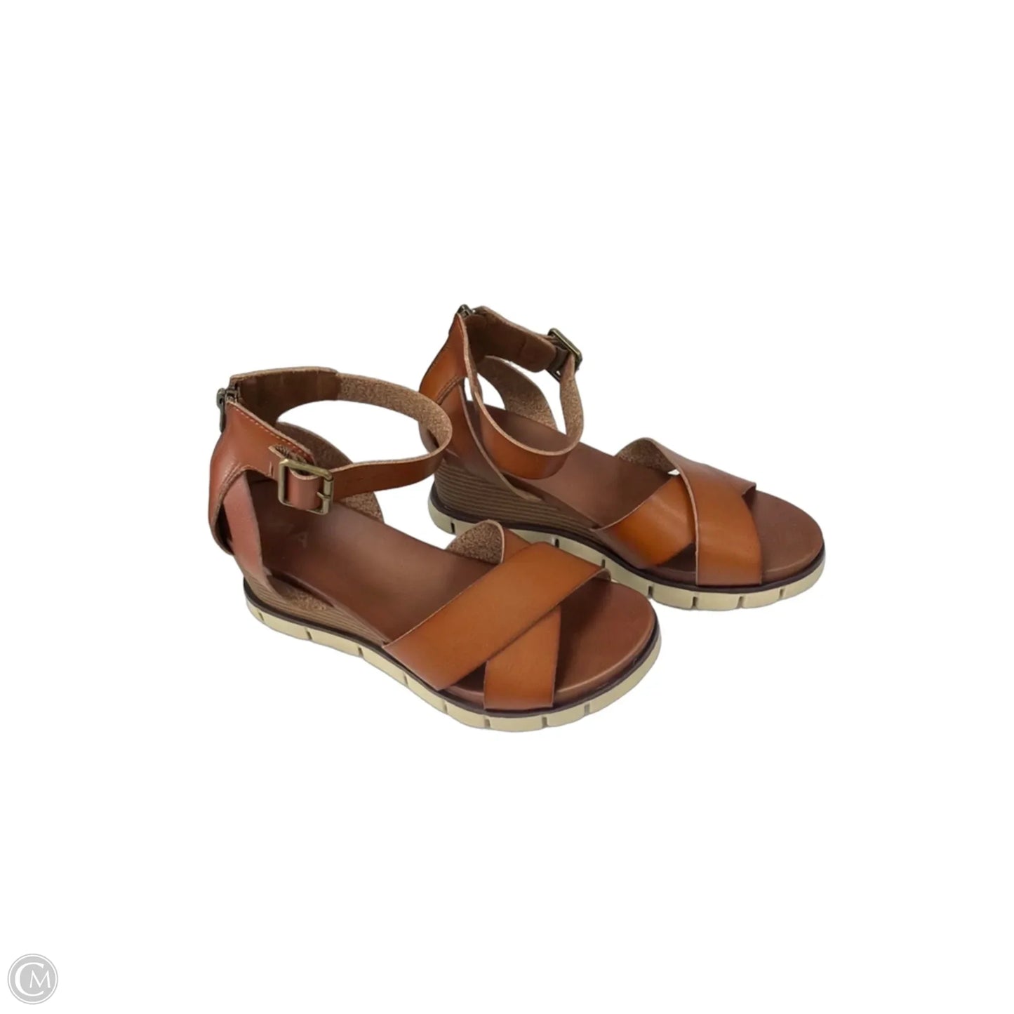 Sandals Heels Wedge By Mia In Brown, Size: 10