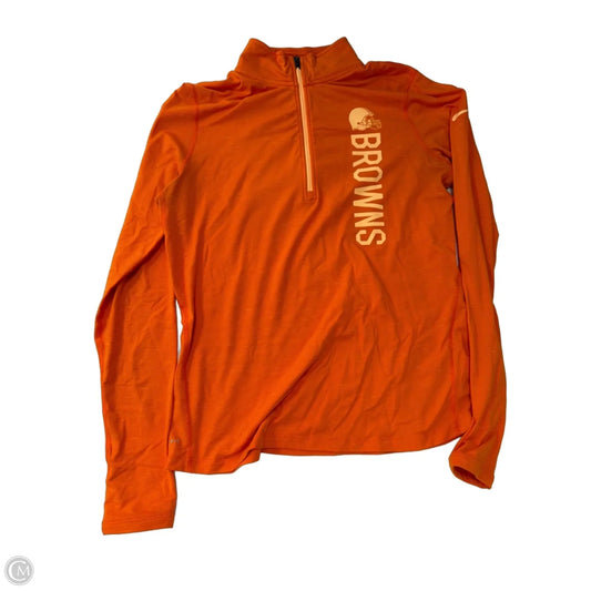 Athletic Top Long Sleeve Collar By Nfl In Orange, Size: L