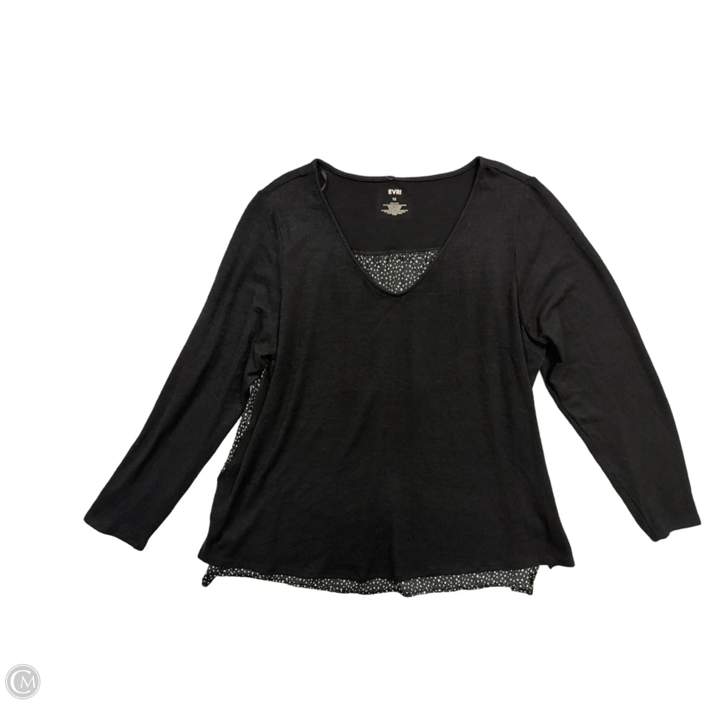 Top Long Sleeve By Evri In Black, Size: 1x