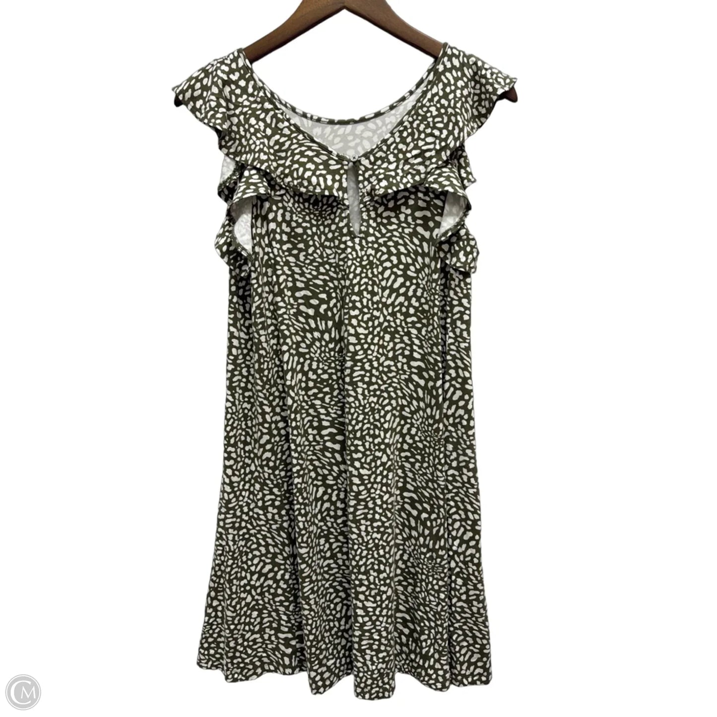 Dress Casual Midi By Loft In Green & White, Size: S