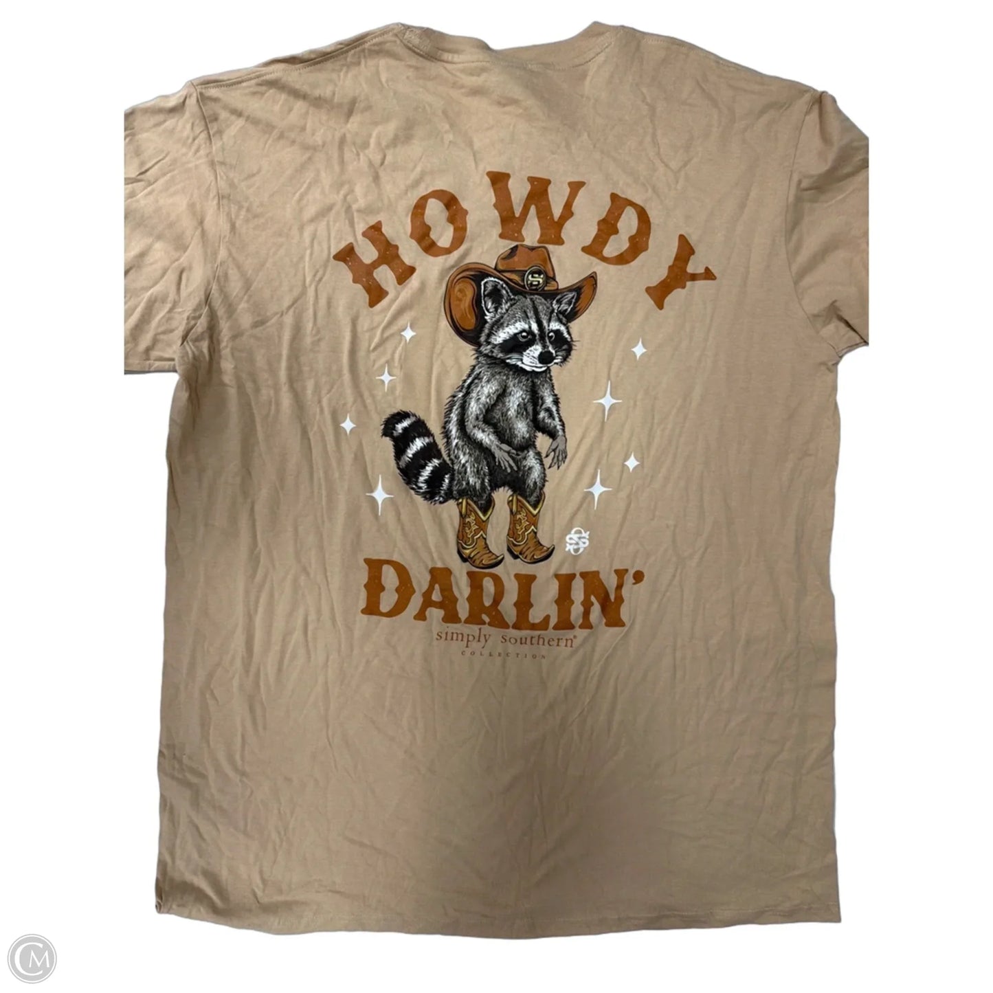Top Short Sleeve By Simply Southern In Tan, Size: Xl