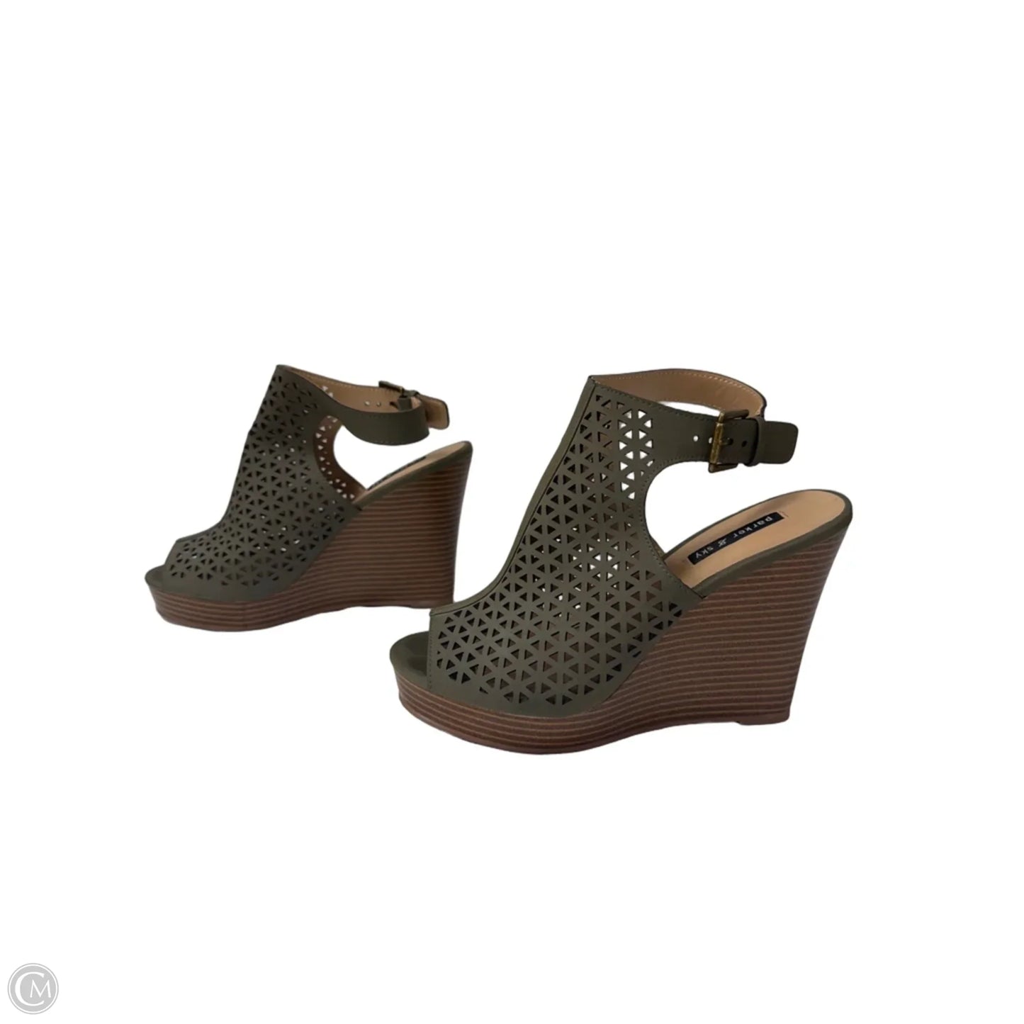 Sandals Heels Wedge By Clothes Mentor In Green, Size: 7